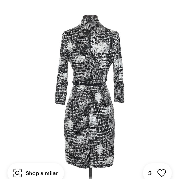 Catherine Malandrino snake print black and white belted dress - Picture 2 of 6
